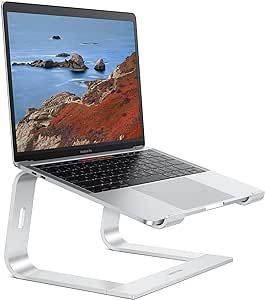 OMOTON Laptop Stand, Detachable Laptop Mount, Aluminum Laptop Holder Stand for Desk, Compatible with MacBook Air/Pro, Dell, HP, Lenovo and All Laptops (11-16 inch), Silver
