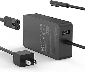 65W Laptop Charger for Microsoft Surface 9, 8, 7+, 7, 6, 5, 4, 3, X, Windows Surface Laptop 5, 4, 3, 2, 1 Studio, Surface Go Tablet, Surface Book 3, 2, 1, Support 44W, 36W, LED, 10FT