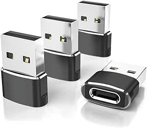 Elebase USB to USB C Adapter 4 Pack,Type C Female to A Male Charger Converter for Apple Watch Ultra iWatch 8 7,iPhone 15 14 13 12 Pro Max Plus,Airpods,iPad 9 10 Air 5 Mini 6,Car,Samsung Galaxy S23 S22